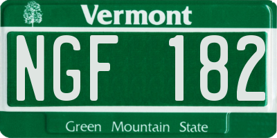 VT license plate NGF182