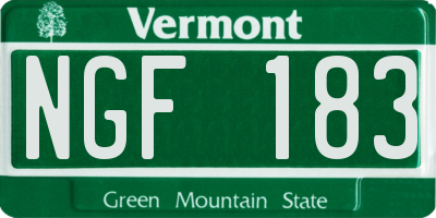 VT license plate NGF183