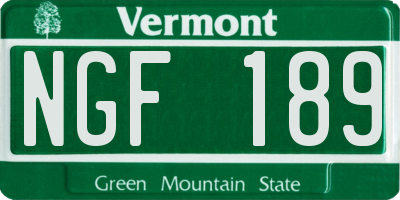 VT license plate NGF189