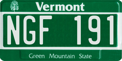 VT license plate NGF191