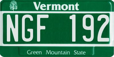 VT license plate NGF192