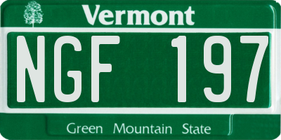 VT license plate NGF197