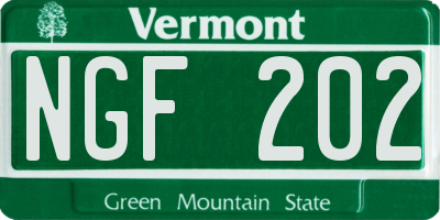 VT license plate NGF202