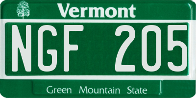 VT license plate NGF205