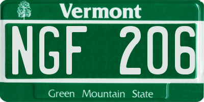 VT license plate NGF206