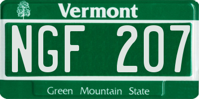 VT license plate NGF207