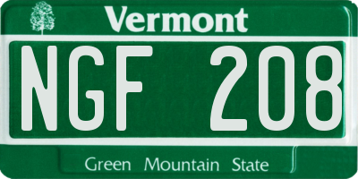 VT license plate NGF208