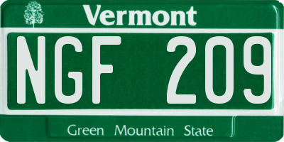 VT license plate NGF209