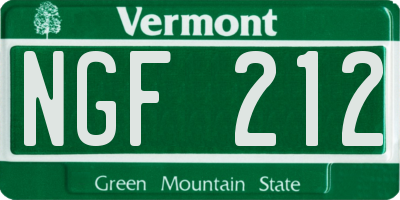 VT license plate NGF212