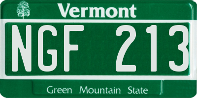 VT license plate NGF213