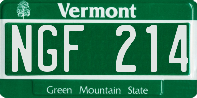 VT license plate NGF214