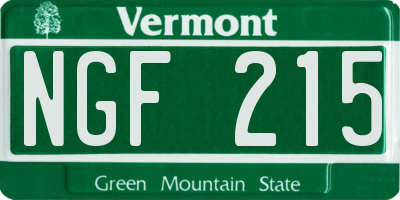 VT license plate NGF215
