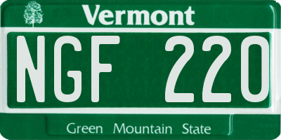 VT license plate NGF220