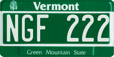 VT license plate NGF222