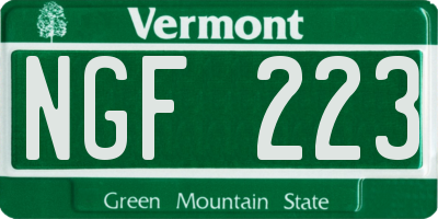 VT license plate NGF223