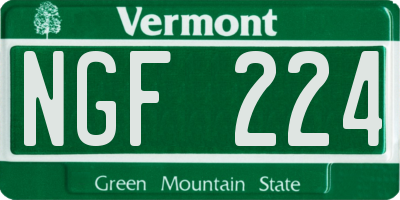 VT license plate NGF224