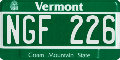 VT license plate NGF226