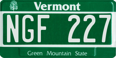 VT license plate NGF227