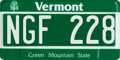 VT license plate NGF228