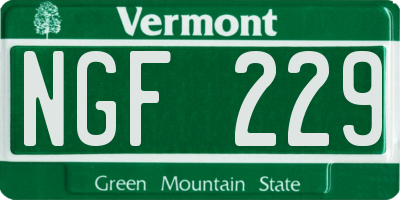 VT license plate NGF229