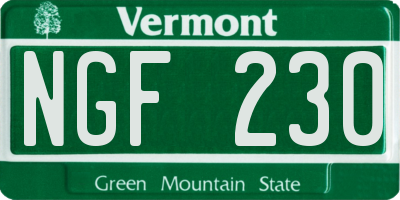VT license plate NGF230