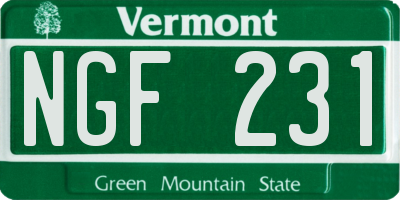 VT license plate NGF231