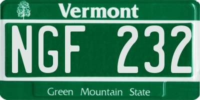 VT license plate NGF232