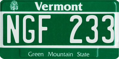 VT license plate NGF233