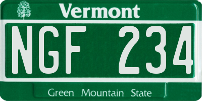 VT license plate NGF234