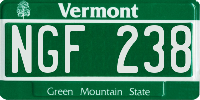 VT license plate NGF238