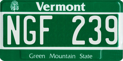 VT license plate NGF239