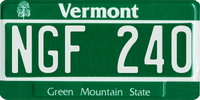 VT license plate NGF240