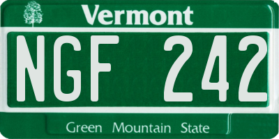 VT license plate NGF242