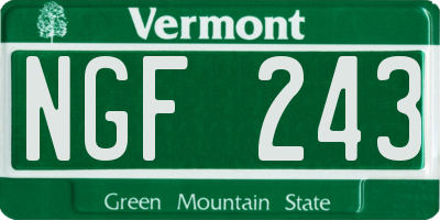 VT license plate NGF243