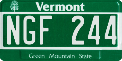 VT license plate NGF244