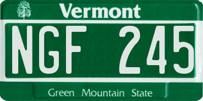 VT license plate NGF245