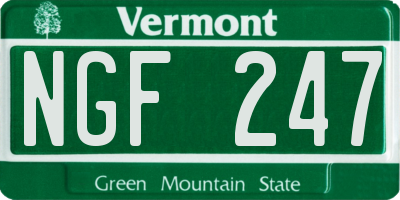 VT license plate NGF247