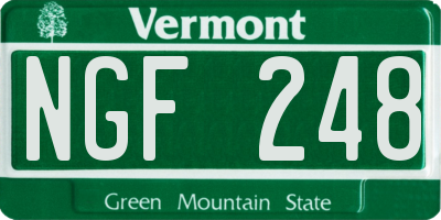 VT license plate NGF248