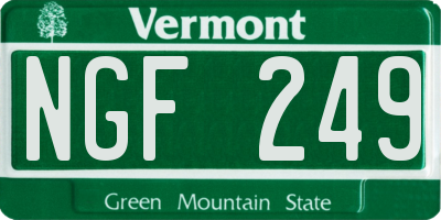 VT license plate NGF249