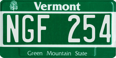 VT license plate NGF254