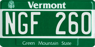 VT license plate NGF260