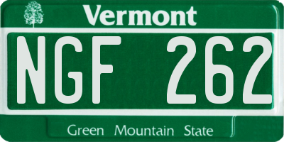 VT license plate NGF262