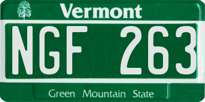 VT license plate NGF263