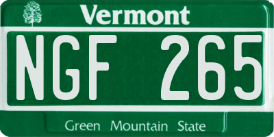 VT license plate NGF265