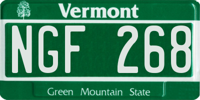 VT license plate NGF268