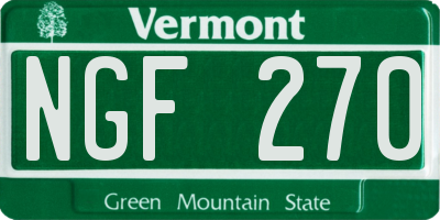 VT license plate NGF270