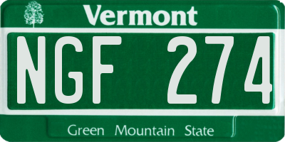 VT license plate NGF274