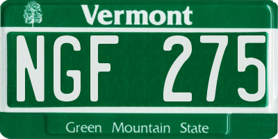 VT license plate NGF275