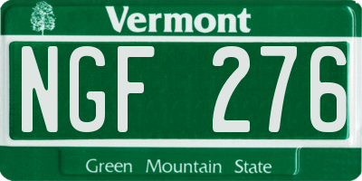 VT license plate NGF276