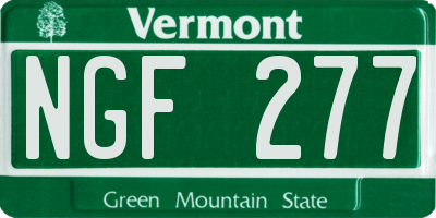 VT license plate NGF277
